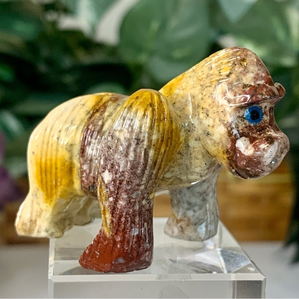 GORILLA Soapstone Figurine Stone Carving Carved Ape Statue Wild Animal Figure - Picture 6 of 16